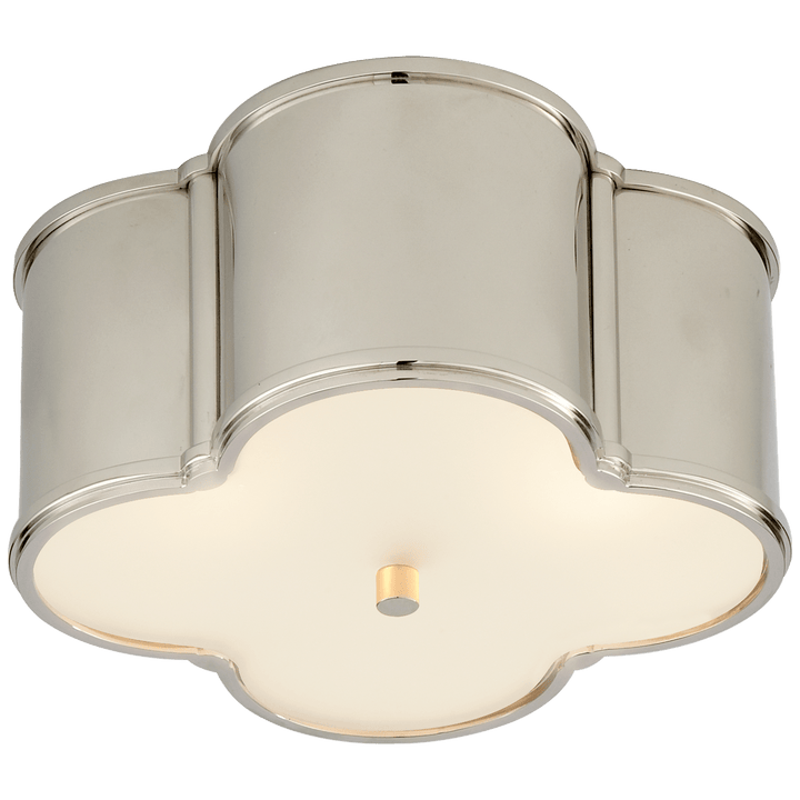 Basil Small Flush Mount in Polished Nickel with Frosted Glass