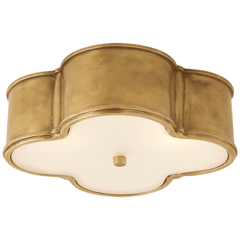 Basil 17" Flush Mount in Natural Brass with Frosted Glass