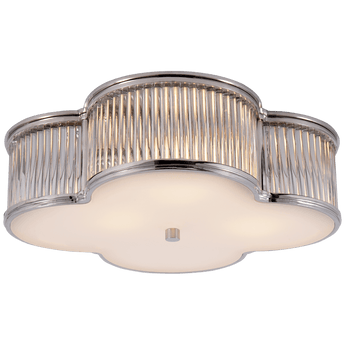 Basil 17" Flush Mount in Polished Nickel and Clear Glass Rods with Frosted Glass