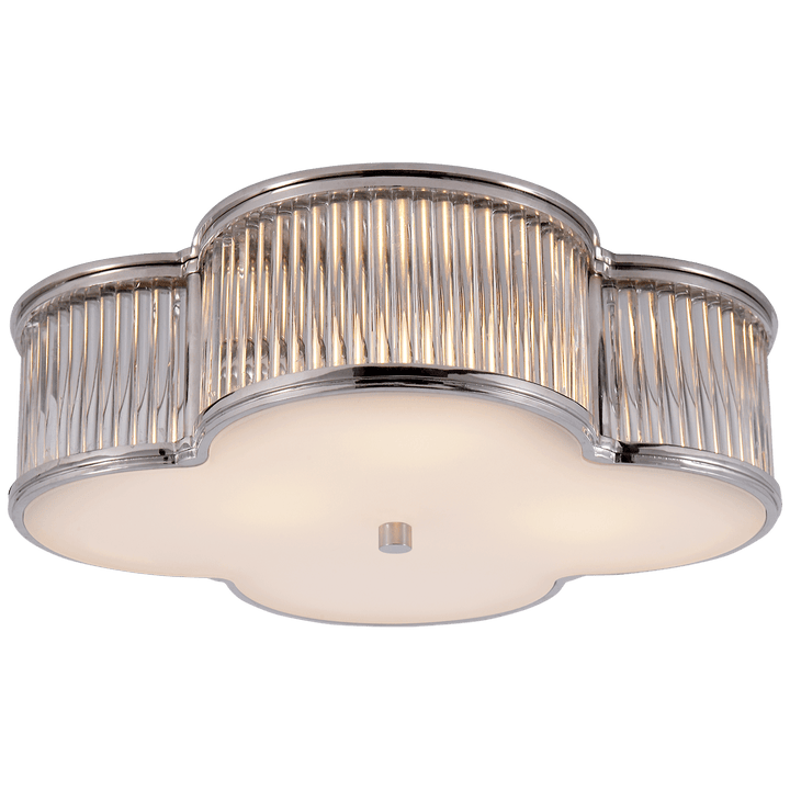 Basil 17" Flush Mount in Polished Nickel and Clear Glass Rods with Frosted Glass