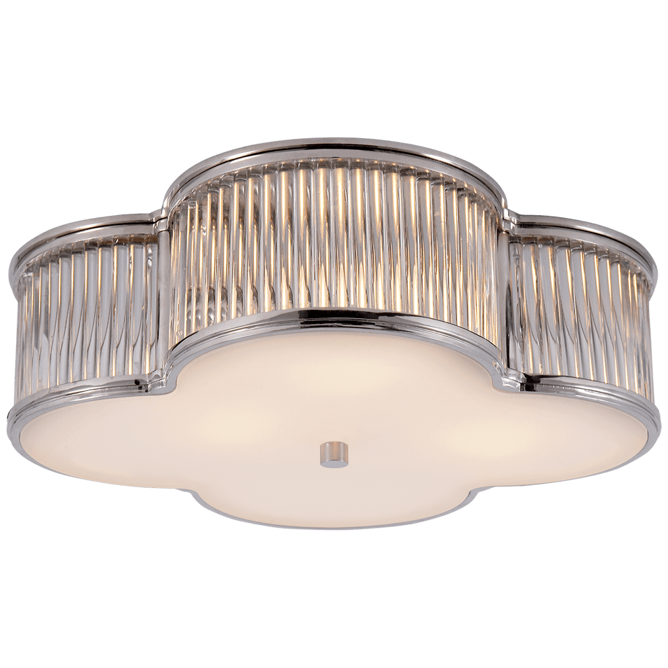 Basil 17" Flush Mount in Polished Nickel and Clear Glass Rods with Frosted Glass