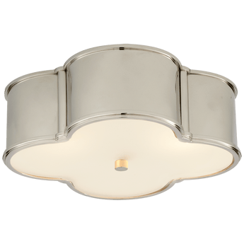 Basil 17" Flush Mount in Polished Nickel with Frosted Glass