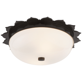 Rachel Small Flush Mount in Gun Metal with White Glass