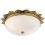 Rachel Small Flush Mount in Natural Brass with White Glass