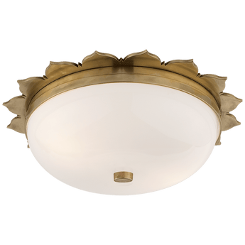 Rachel Small Flush Mount in Natural Brass with White Glass