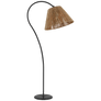 Dume Large Arched Floor Lamp in Aged Iron with Natural Abaca Shade