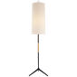 Frankfort Floor Lamp in Aged Iron with Gilded Accents and Linen Shade