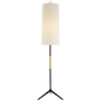 Frankfort Floor Lamp in Aged Iron with Gilded Accents and Linen Shade