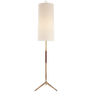 Frankfort Floor Lamp in Hand-Rubbed Antique Brass with Mahogany Accents and Linen Shade