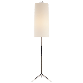 Frankfort Floor Lamp in Polished Nickel with Ebony Accents and Linen Shade