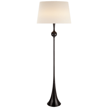 Dover Floor Lamp in Aged Iron with Linen Shade