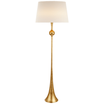 Dover Floor Lamp in Gild with Linen Shade