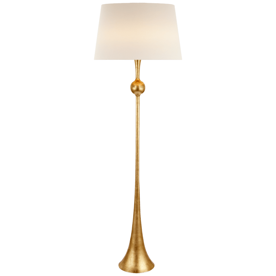 Dover Floor Lamp in Gild with Linen Shade