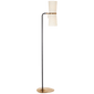 Clarkson Floor Lamp in Black and Hand-Rubbed Antique Brass with Linen Shades
