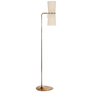 Clarkson Floor Lamp in Hand-Rubbed Antique Brass with Linen Shades