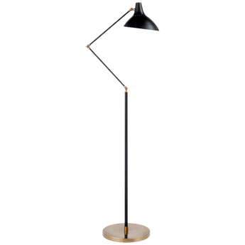 Charlton Floor Lamp in Black and Hand-Rubbed Antique Brass