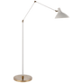 Charlton Floor Lamp in White and Hand-Rubbed Antique Brass