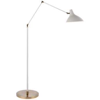 Charlton Floor Lamp in White and Hand-Rubbed Antique Brass