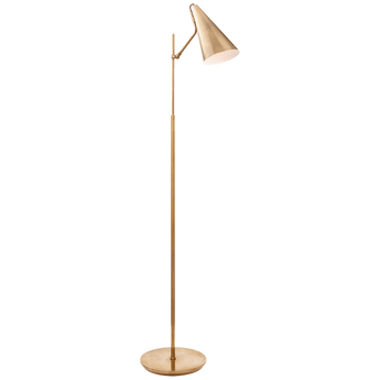 Clemente Floor Lamp in Hand-Rubbed Antique Brass with Black