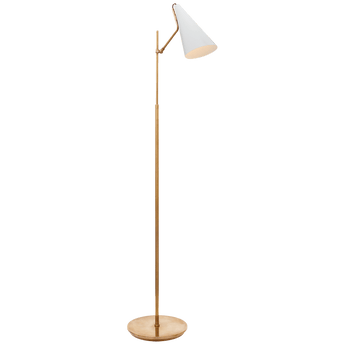 Clemente Floor Lamp in Hand-Rubbed Antique Brass with White