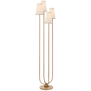 Montreuil Floor Lamp in Gild with Linen Shades