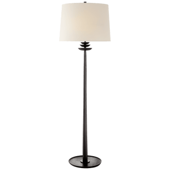 Beaumont Floor Lamp in Aged Iron with Linen Shade