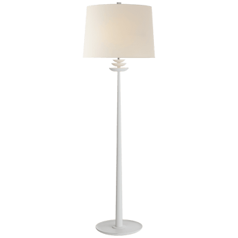 Beaumont Floor Lamp in White with Linen Shade