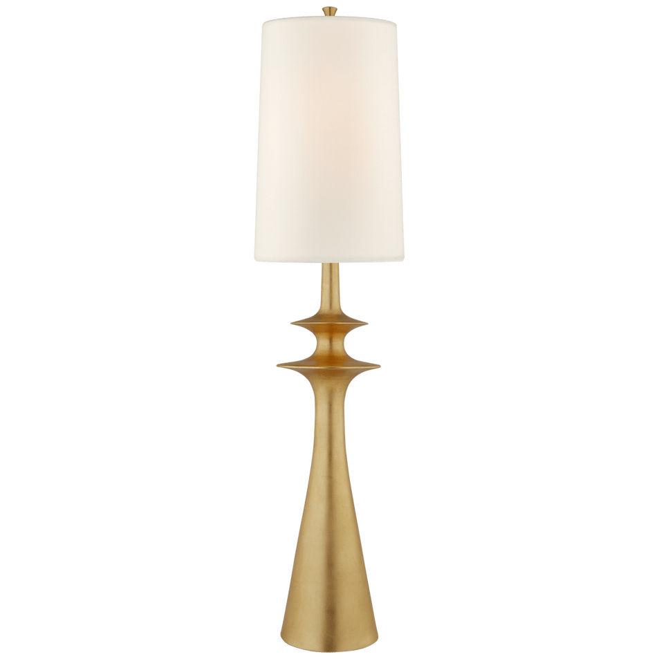 Lakmos Floor Lamp in Gild with Linen Shade