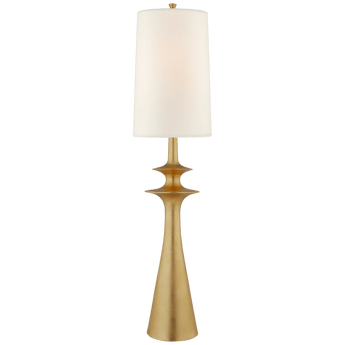 Lakmos Floor Lamp in Gild with Linen Shade