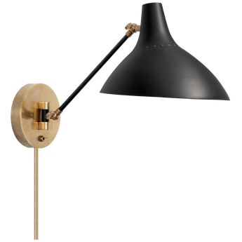 Charlton Wall Light in Black and Hand-Rubbed Antique Brass