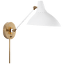 Charlton Wall Light in White and Hand-Rubbed Antique Brass