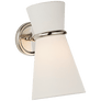 Clarkson Small Single Pivoting Sconce in Polished Nickel with Linen Shade