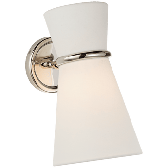 Clarkson Small Single Pivoting Sconce in Polished Nickel with Linen Shade