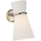 Clarkson Small Single Pivoting Sconce in Polished Nickel with Linen Shade