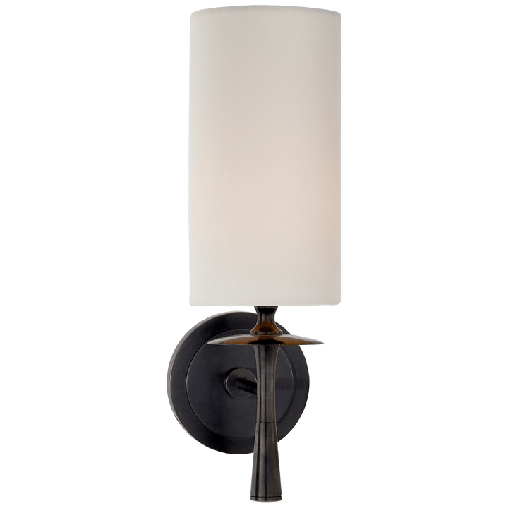 Drunmore Single Sconce in Bronze with Linen Shade