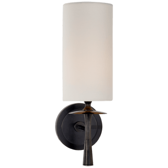 Drunmore Single Sconce in Bronze with Linen Shade