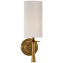 Drunmore Single Sconce in Hand-Rubbed Antique Brass with Linen Shade