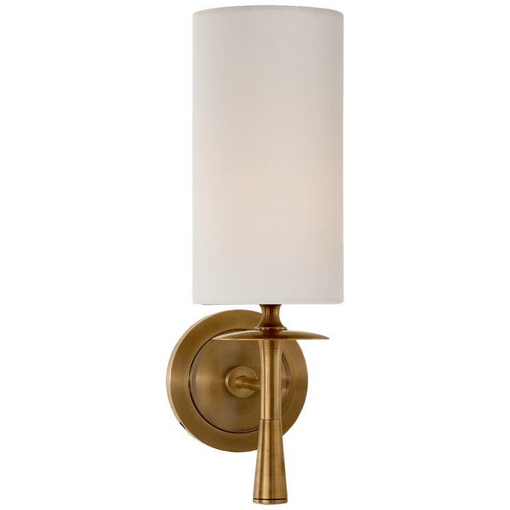 Drunmore Single Sconce in Hand-Rubbed Antique Brass with Linen Shade