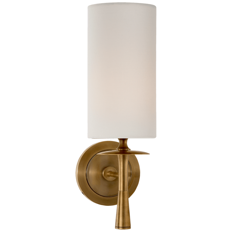 Drunmore Single Sconce in Hand-Rubbed Antique Brass with Linen Shade