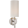 Drunmore Single Sconce in Polished Nickel with Linen Shade