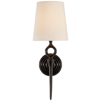 Bristol Single Sconce in Aged Iron with Linen Shade