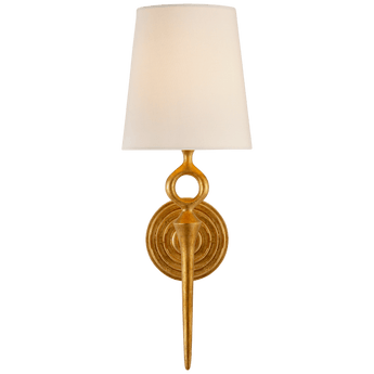 Bristol Single Sconce in Gilded with Linen Shade