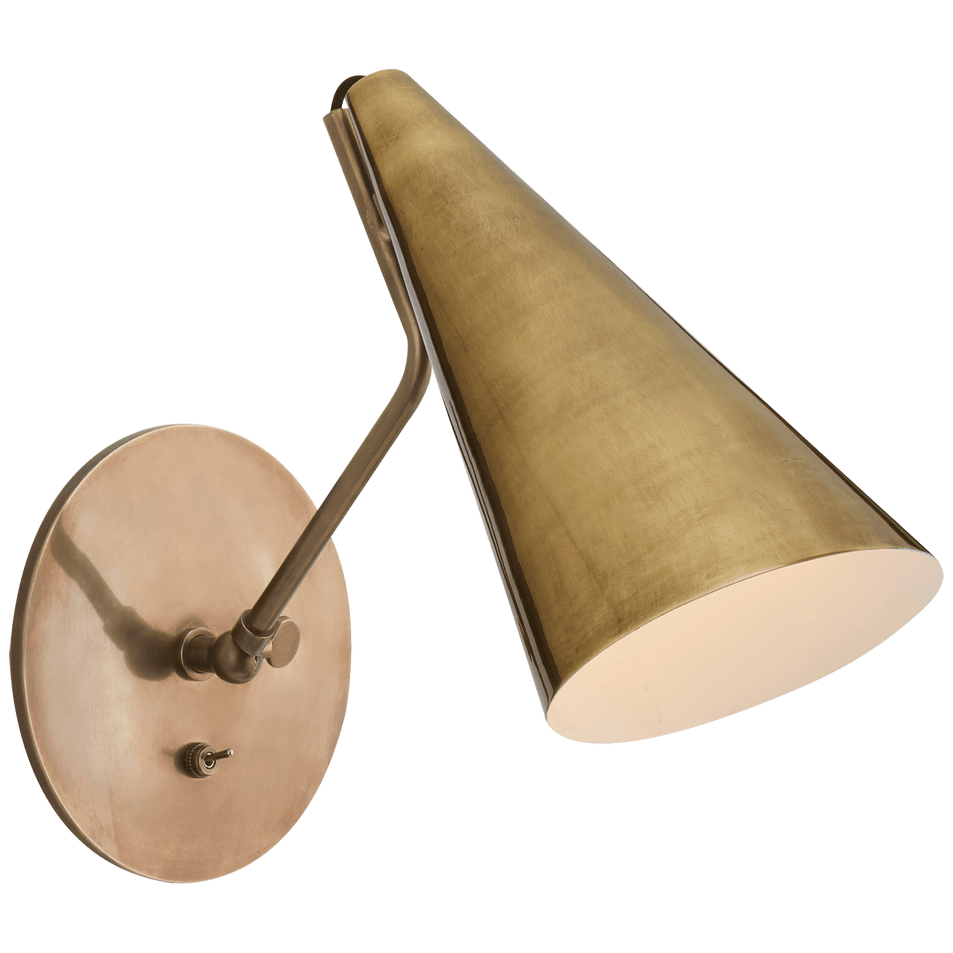 Clemente Wall Light in Hand-Rubbed Antique Brass with Black