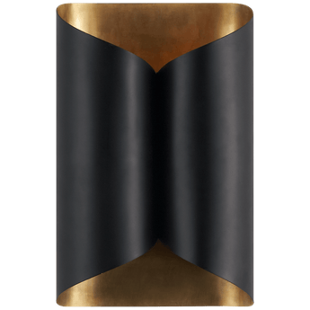 Selfoss Sconce in Black with Hand-Rubbed Antique Brass Interior