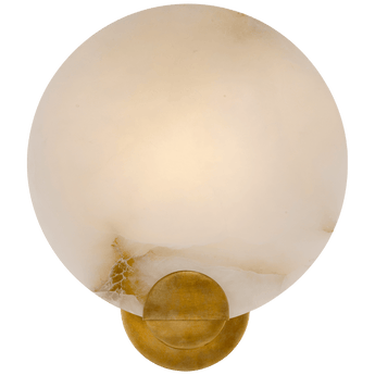 Iveala Single Sconce in Hand-Rubbed Antique Brass with Alabaster Shade