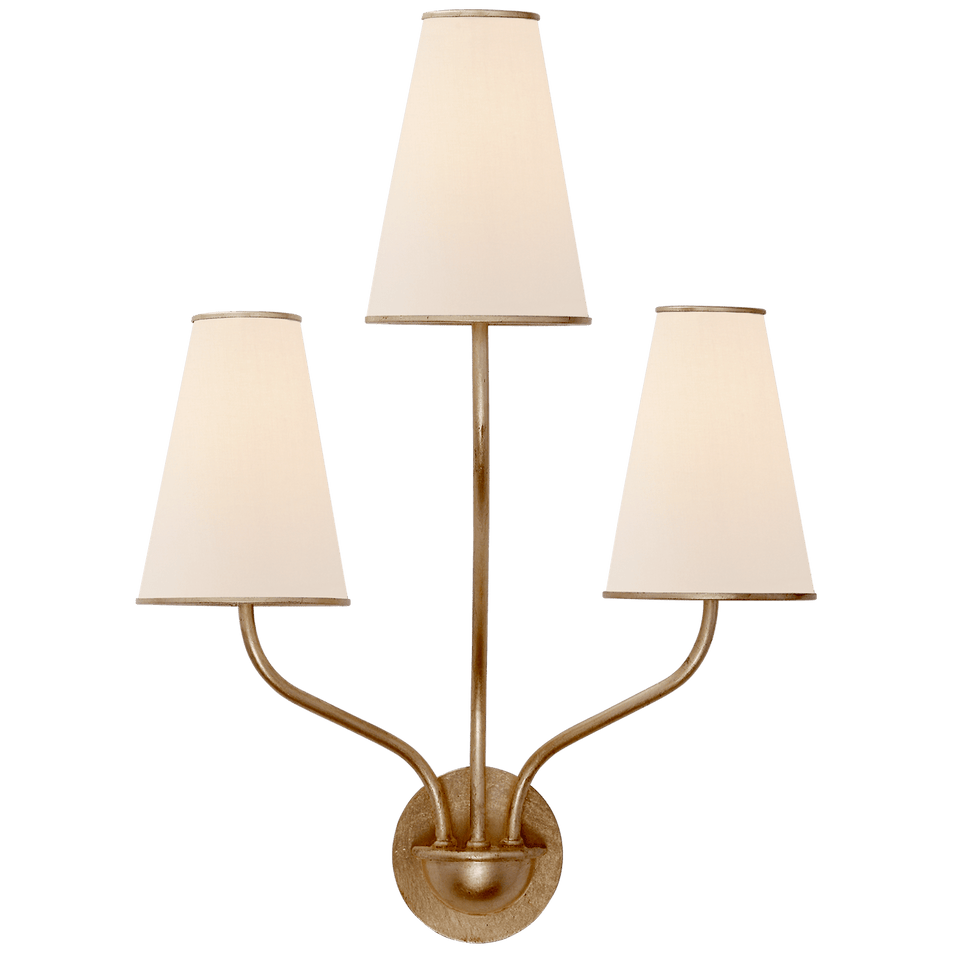 Montreuil Small Wall Sconce in Gild with Linen Shades