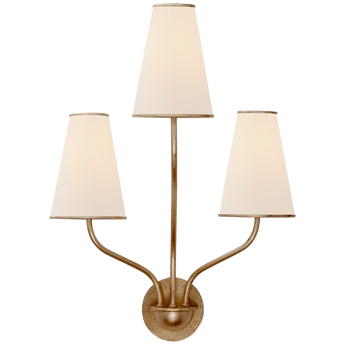 Montreuil Small Wall Sconce in Gild with Linen Shades