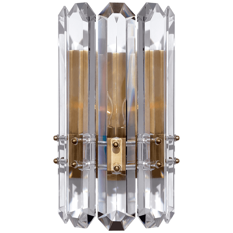 Bonnington Wall Sconce in Hand-Rubbed Antique Brass with Crystal