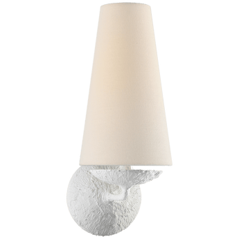 Fontaine Single Sconce in Plaster with Linen Shade