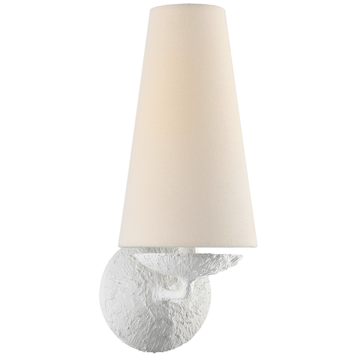 Fontaine Single Sconce in Plaster with Linen Shade